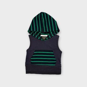 Little Bipsy Hoodie Green Striped Sleeveless Blue Shirt NWOT